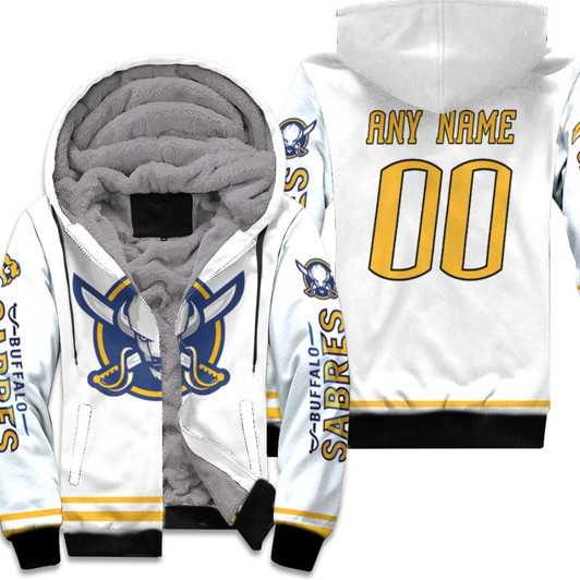 Buffalo Sabres Nhl Ice Hockey Team Logo White 3D Designed Allover Custom Name Number Gift For Sabres Fans Fleece Hoodie