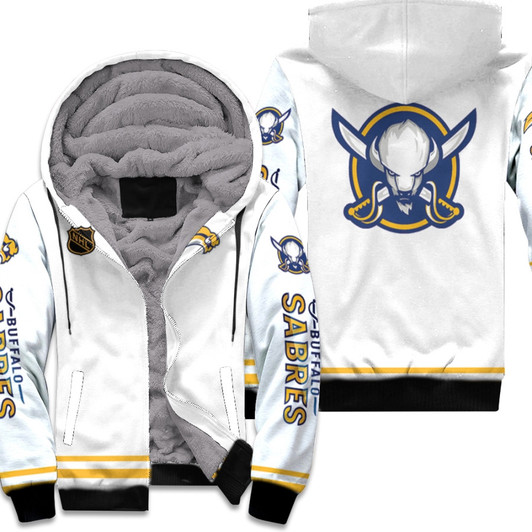 Buffalo Sabres Nhl Ice Hockey Team Sabretooth Logo Mascot White 3D Designed Allover Gift For Sabres Fans Fleece Hoodie