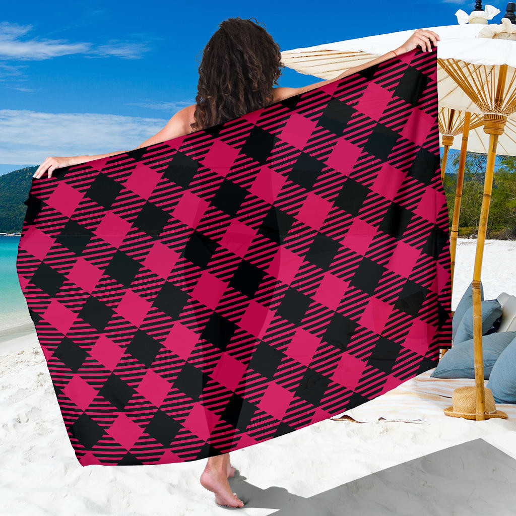 Buffalo check Pink Pattern Print Sarong Cover Up Buffalo check Pink Pareo Wrap Skirt Dress