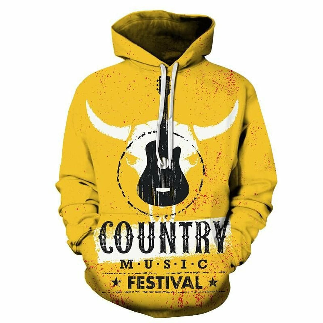 Bull Country Music Yellow 3d All Over Print Hoodie