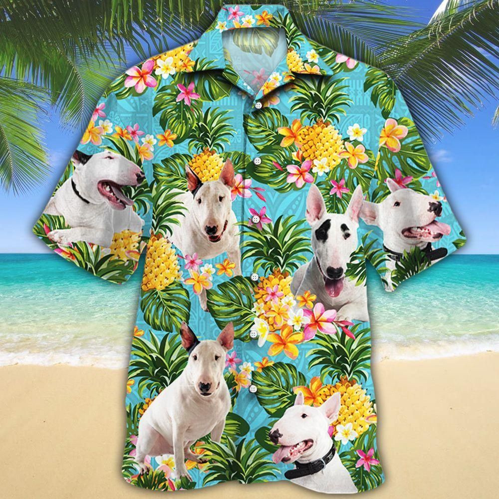 Bull Terrier Dog Lovers Pineapple Aloha Hawaiian Shirt Colorful Short Sleeve Summer Beach Casual Shirt For Men And Women