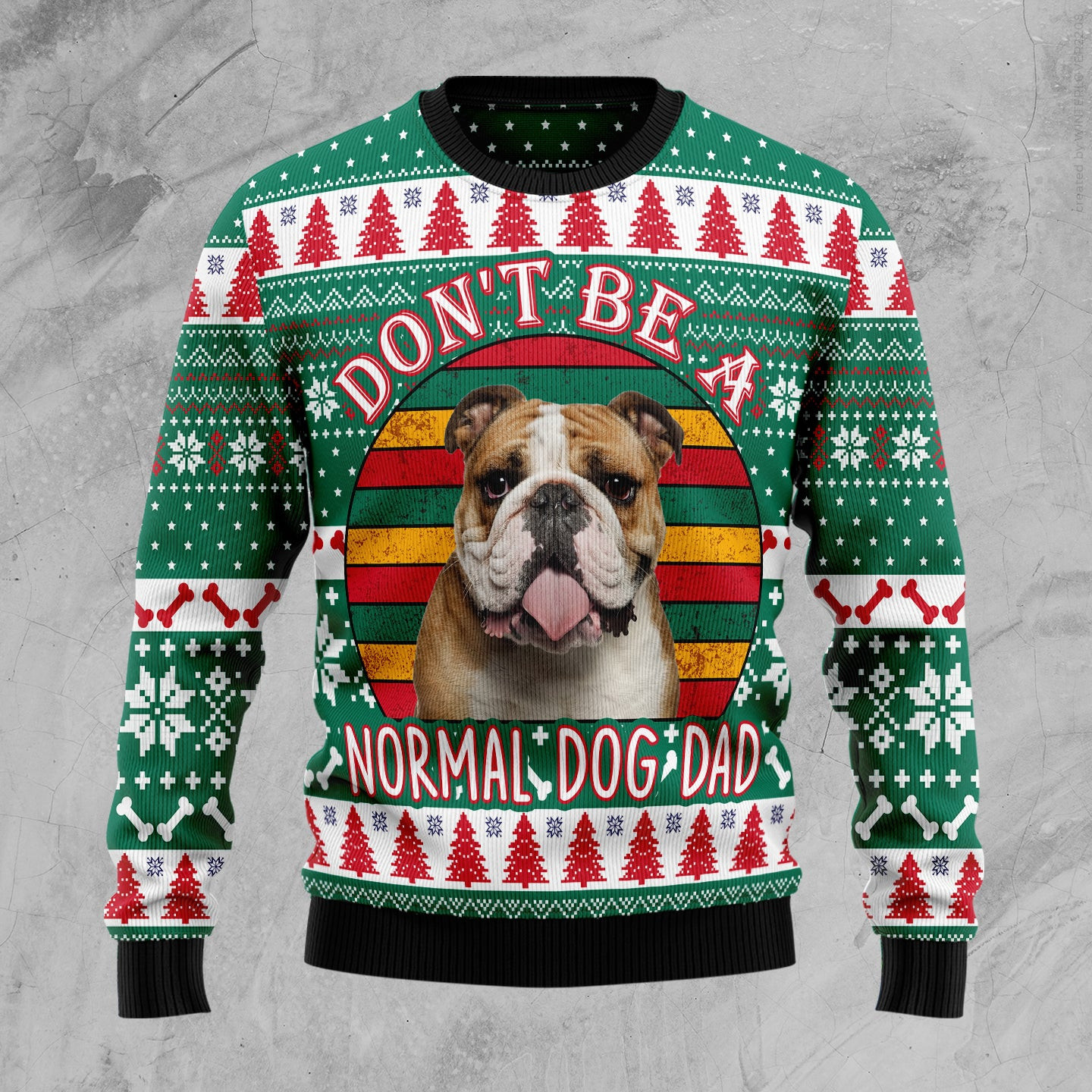Bulldog Dog Dad Ugly Christmas Sweater