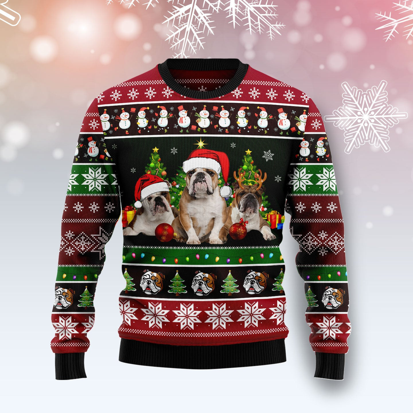 Bulldog Group Beauty Ugly Christmas Sweater, Ugly Sweater For Men Women, Holiday Sweater