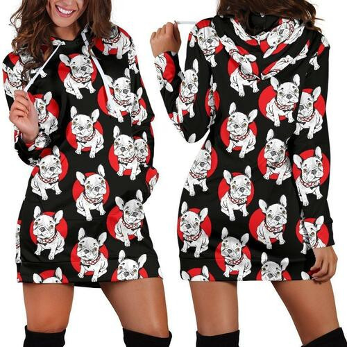 Bulldog Hoodie Dress Sweater Dress Sweatshirt Dress 3d All Over Print For Women Hoodie