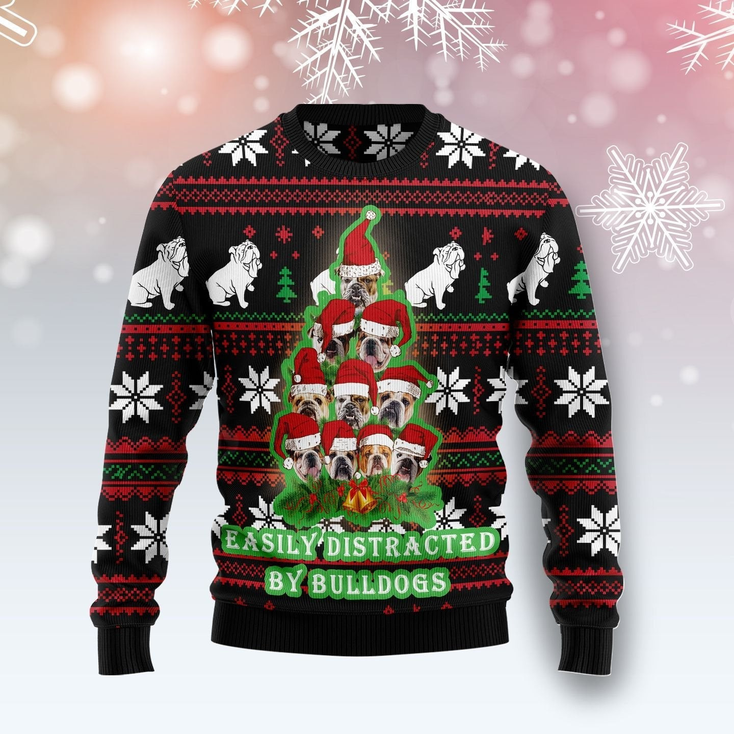 Bulldog Pine Tree Christmas Ugly Christmas Sweater Ugly Sweater For Men Women