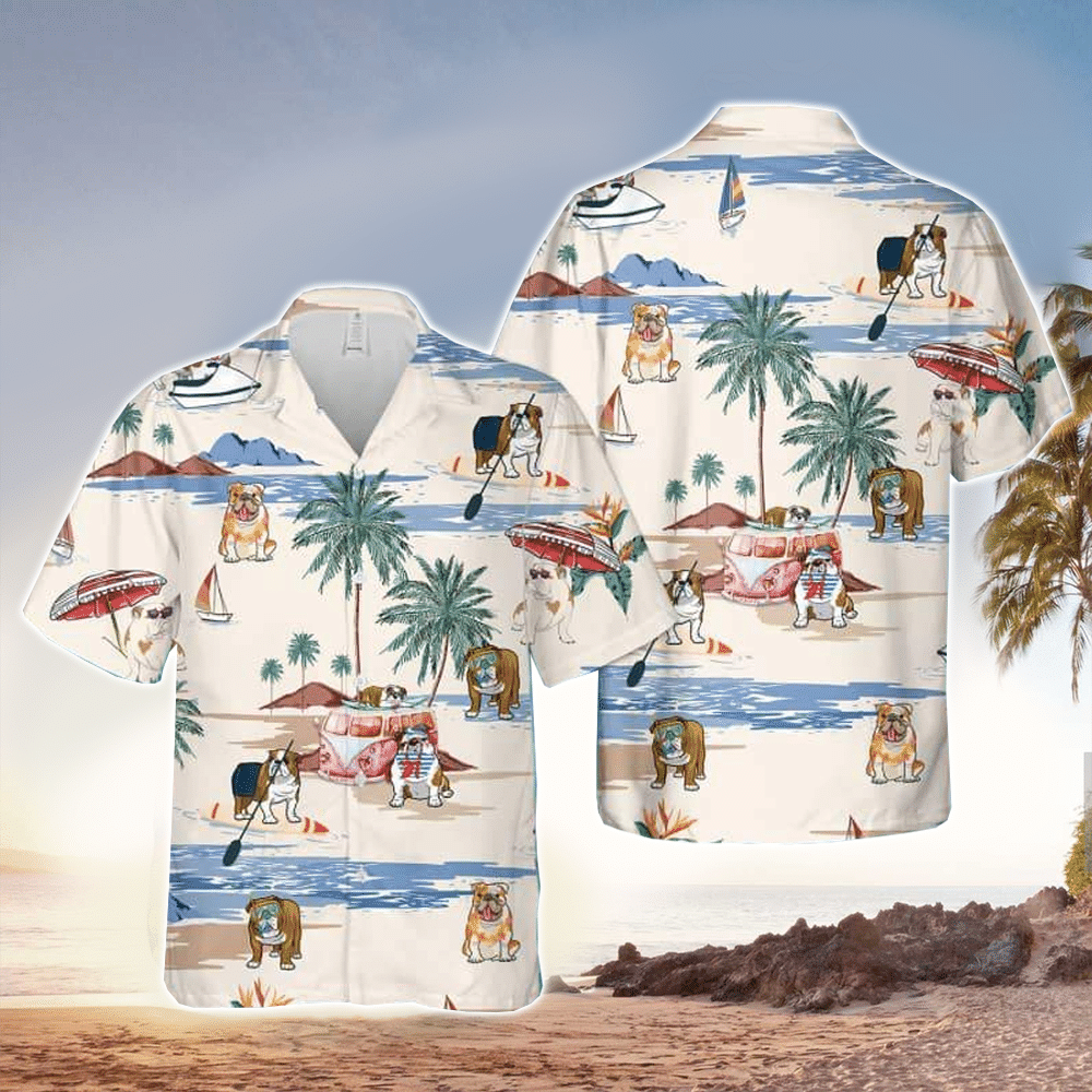 Bulldog Summer Beach Hawaiian Shirt for Men and Women