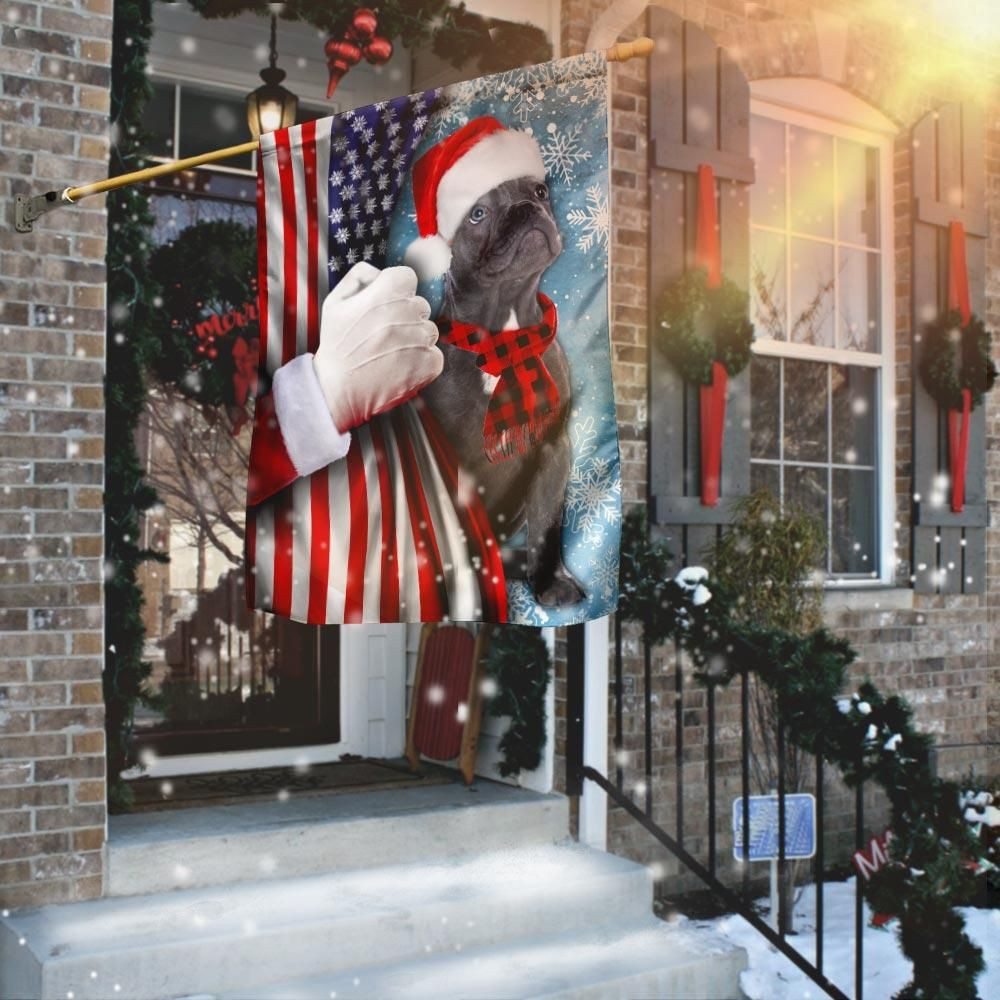 Bulldog Through The Snow American Flag Garden Flag House Flag