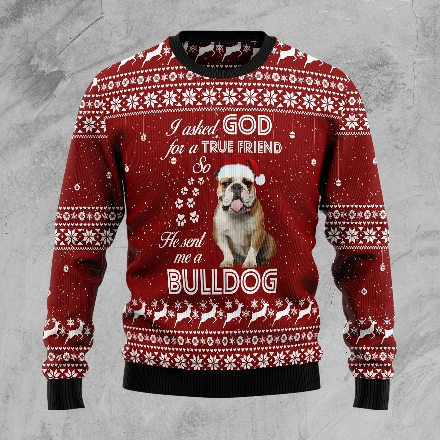 Bulldog True Friend Ugly Christmas Sweater Ugly Sweater For Men Women