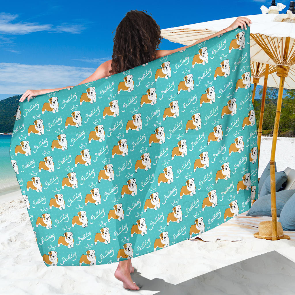 Bulldogs Pattern Print Sarong Cover Up Bulldogs Pareo Wrap Skirt Dress