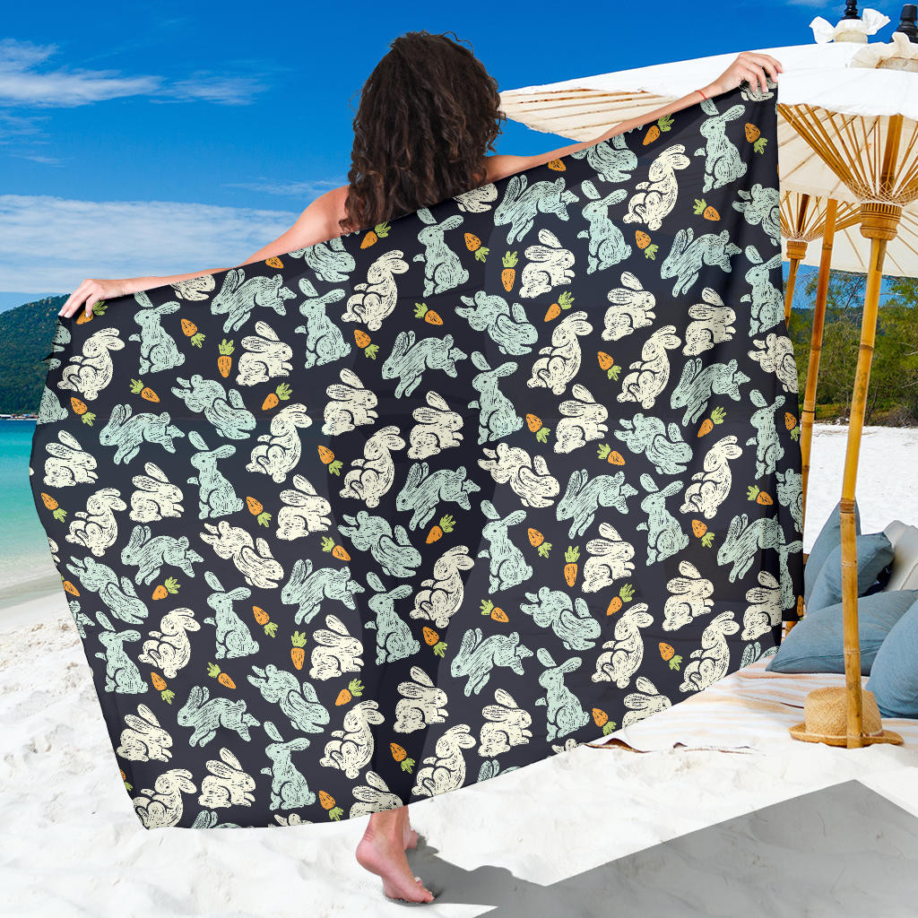 Bunny Pattern Print Sarong Cover Up Bunny Pareo Wrap Skirt Dress