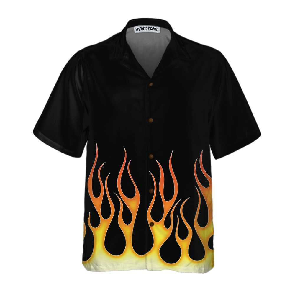 Burning Flame Hawaiian Shirt Short Sleeve Flame Shirt For Men Flame Print Shirt