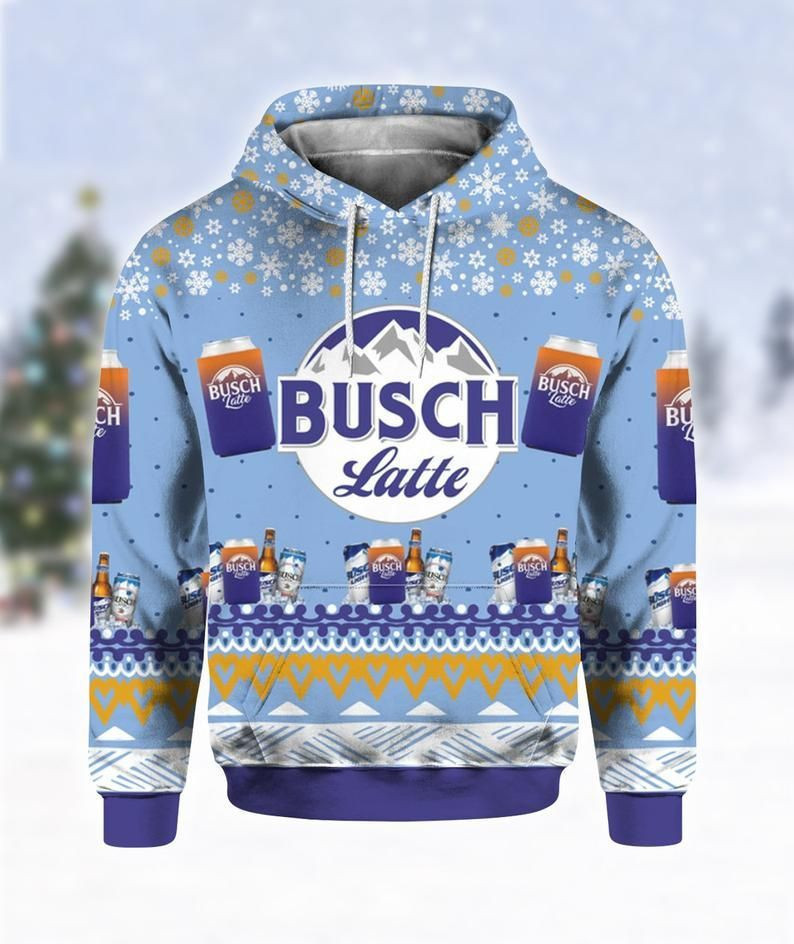 Busch Latte Beer Print Ugly Christmas Hoodie 3D All Over Print