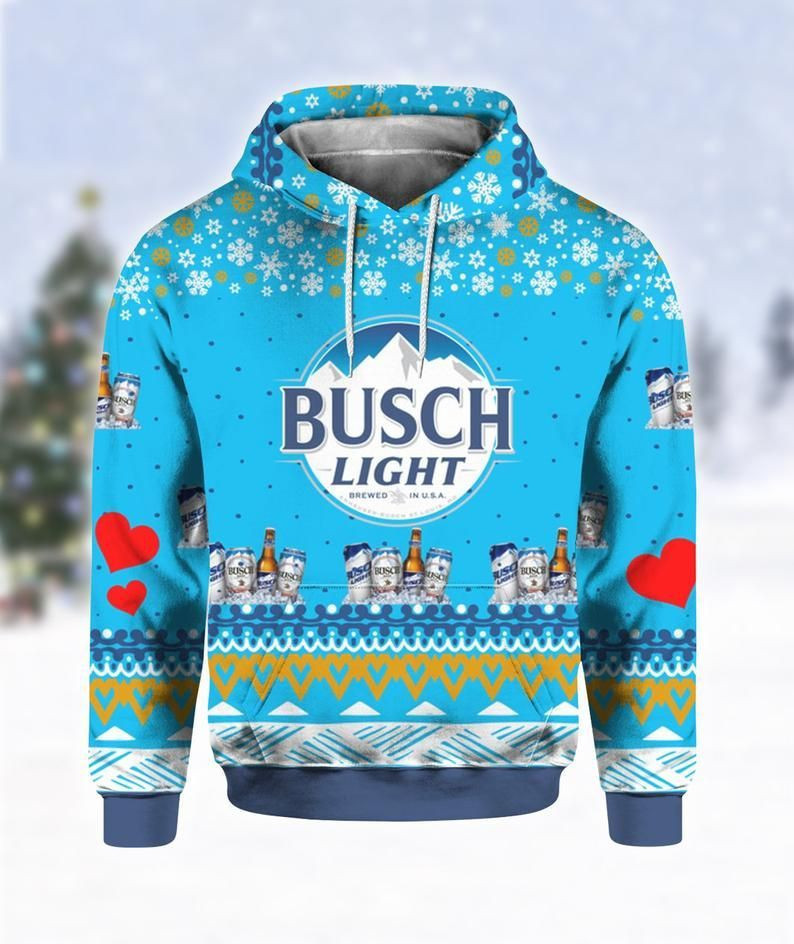 Busch Light Beer Print Ugly Christmas Hoodie 3D All Over Print
