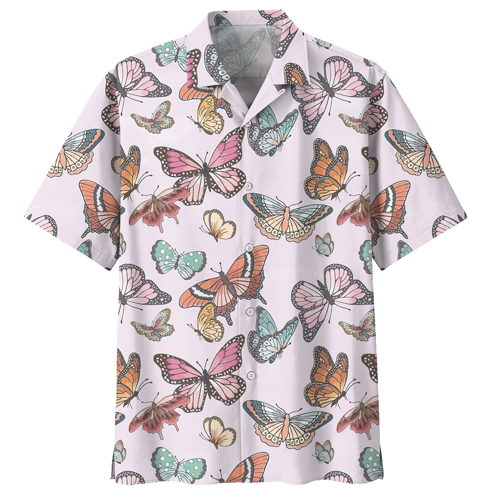 Butterfly Aloha Hawaiian Shirt Colorful Short Sleeve Summer Beach Casual Shirt For Men And Women