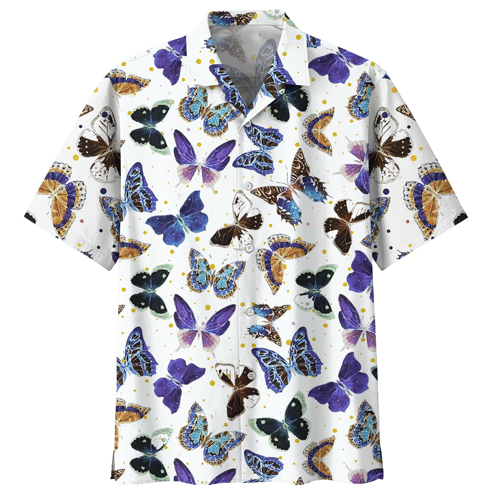 Butterfly Aloha Hawaiian Shirt Colorful Short Sleeve Summer Beach Casual Shirt For Men And Women