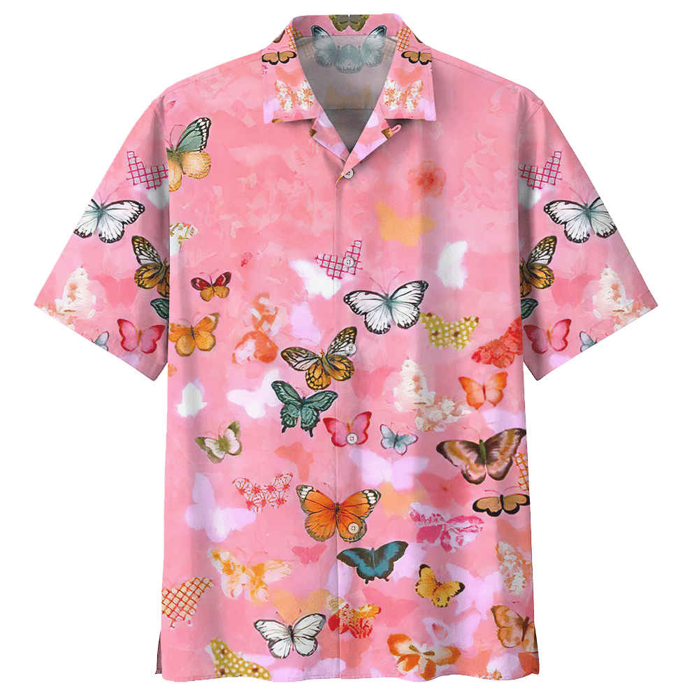 Butterfly Aloha Hawaiian Shirt Colorful Short Sleeve Summer Beach Casual Shirt For Men And Women