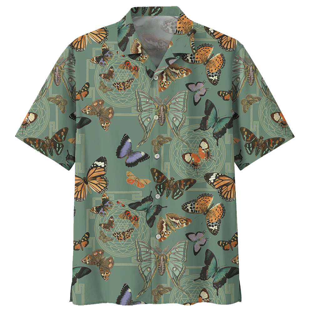 Butterfly Aloha Hawaiian Shirt Colorful Short Sleeve Summer Beach Casual Shirt For Men And Women