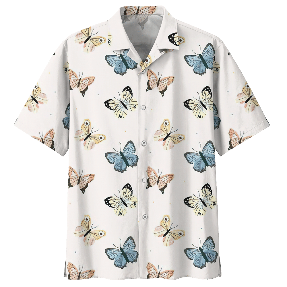 Butterfly Aloha Hawaiian Shirt Colorful Short Sleeve Summer Beach Casual Shirt For Men And Women