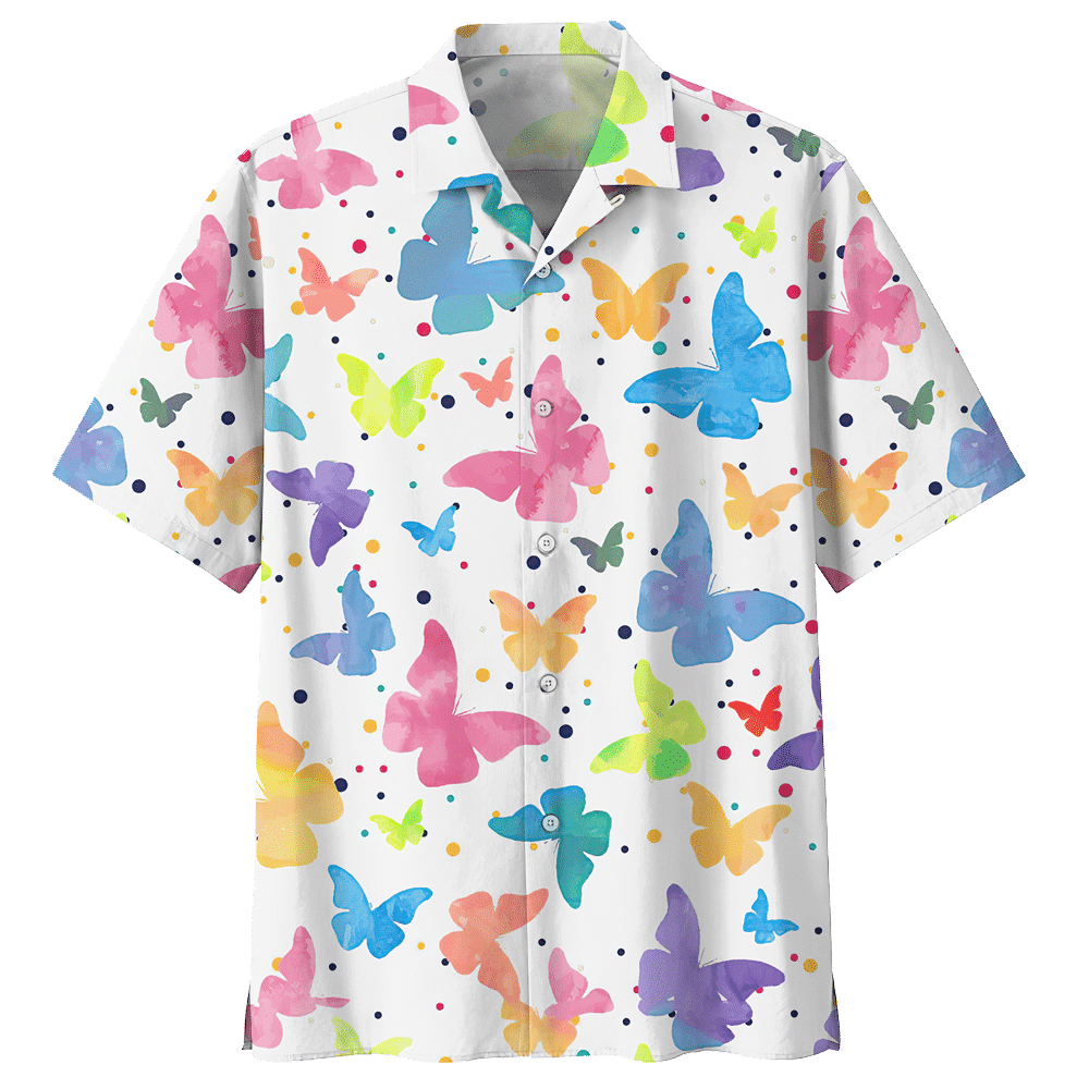 Butterfly Aloha Hawaiian Shirt Colorful Short Sleeve Summer Beach Casual Shirt For Men And Women