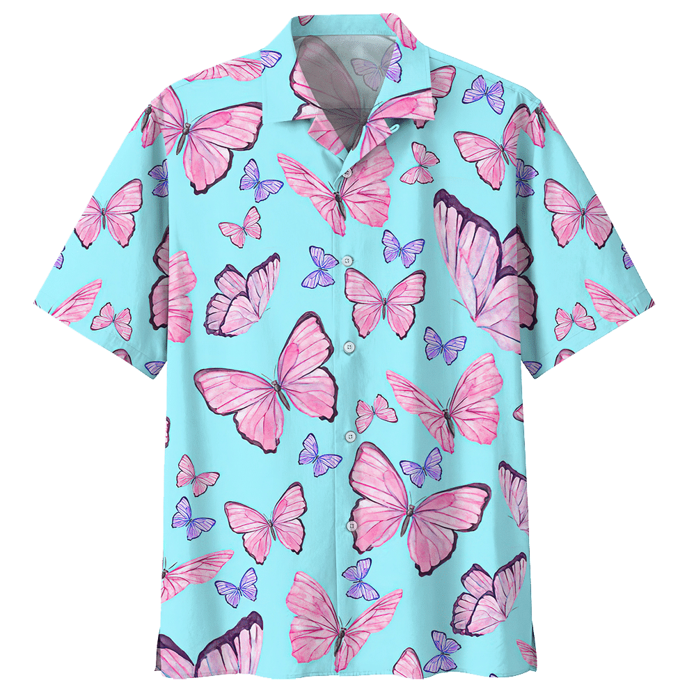 Butterfly Aloha Hawaiian Shirt Colorful Short Sleeve Summer Beach Casual Shirt For Men And Women