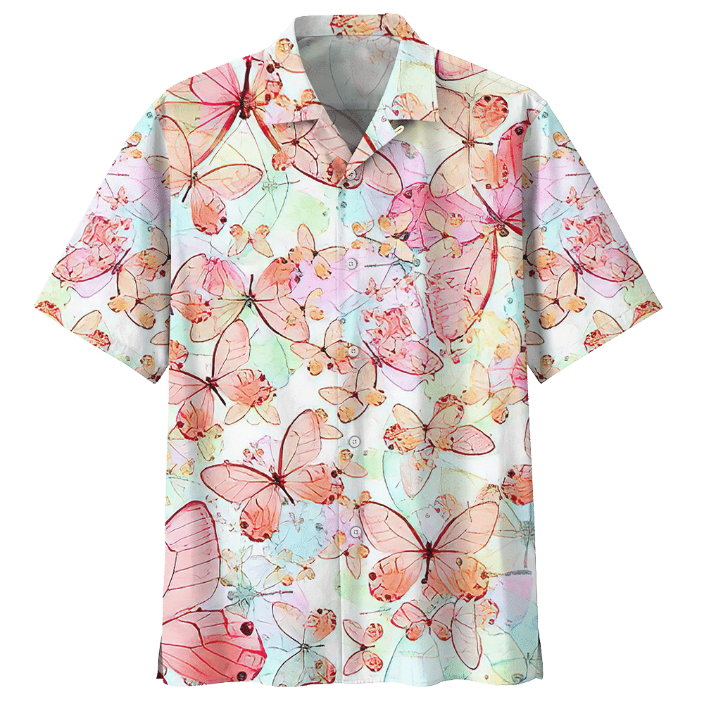 Butterfly Aloha Hawaiian Shirt Colorful Short Sleeve Summer Beach Casual Shirt For Men And Women