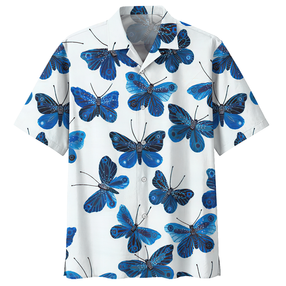 Butterfly Aloha Hawaiian Shirt Colorful Short Sleeve Summer Beach Casual Shirt For Men And Women