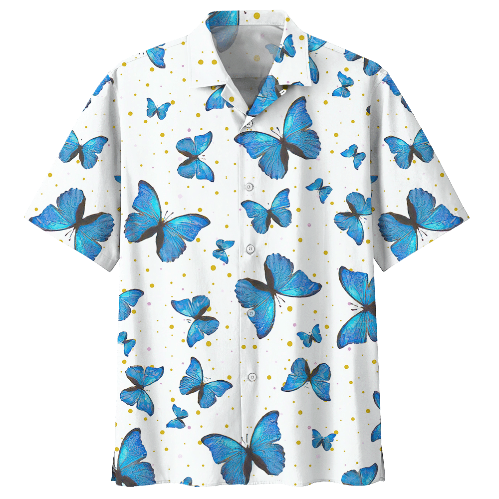 Butterfly Aloha Hawaiian Shirt Colorful Short Sleeve Summer Beach Casual Shirt For Men And Women