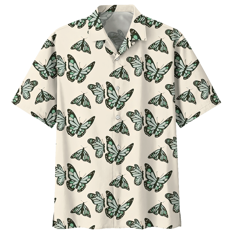 Butterfly Aloha Hawaiian Shirt Colorful Short Sleeve Summer Beach Casual Shirt For Men And Women