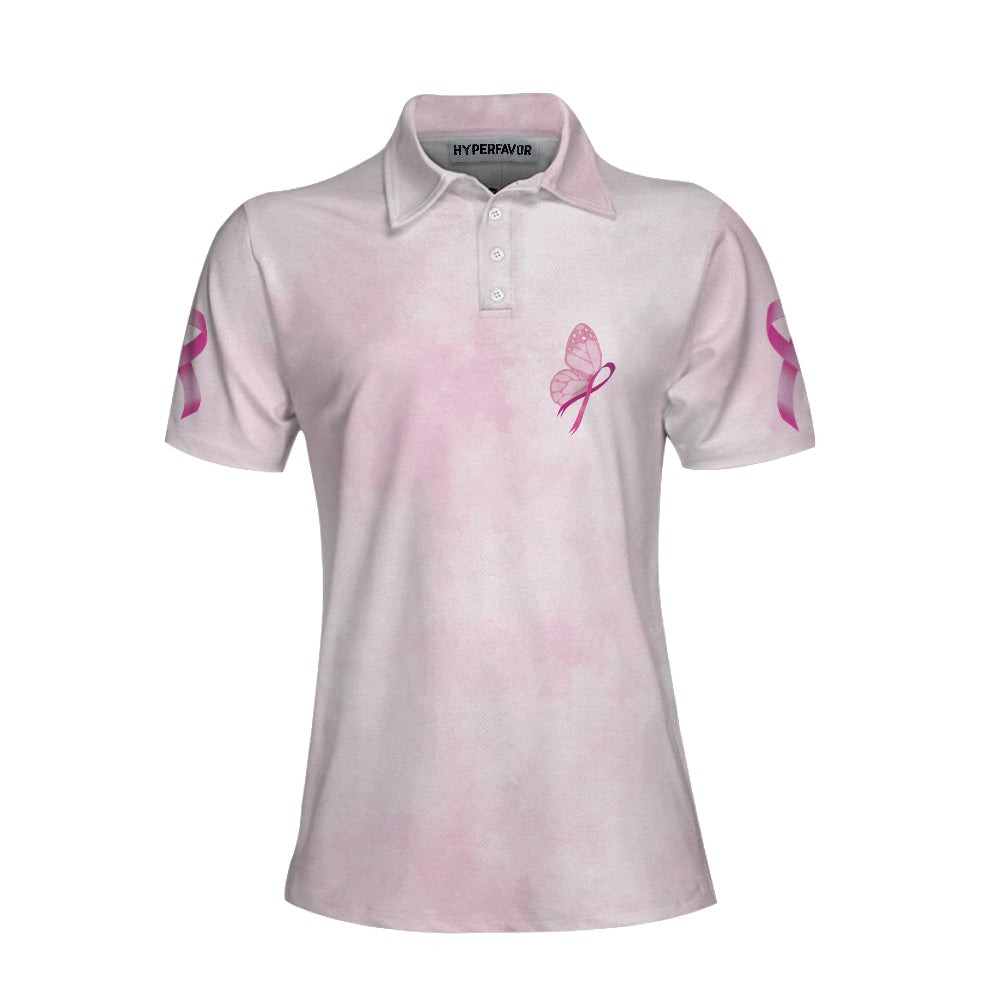 Butterfly Breast Cancer Awareness Short Sleeve Women Polo Shirt Pink Awareness Ribbon Polo Shirt For Ladies