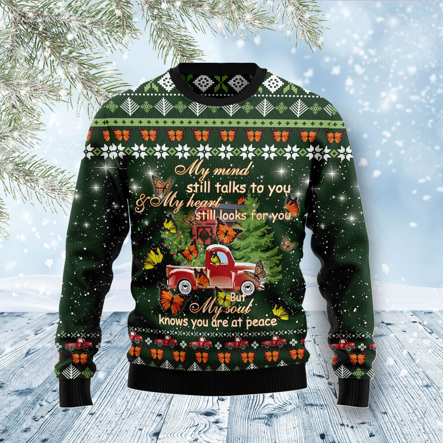 Butterfly Christmas Season My Mind Ugly Christmas Sweater Ugly Sweater For Men Women
