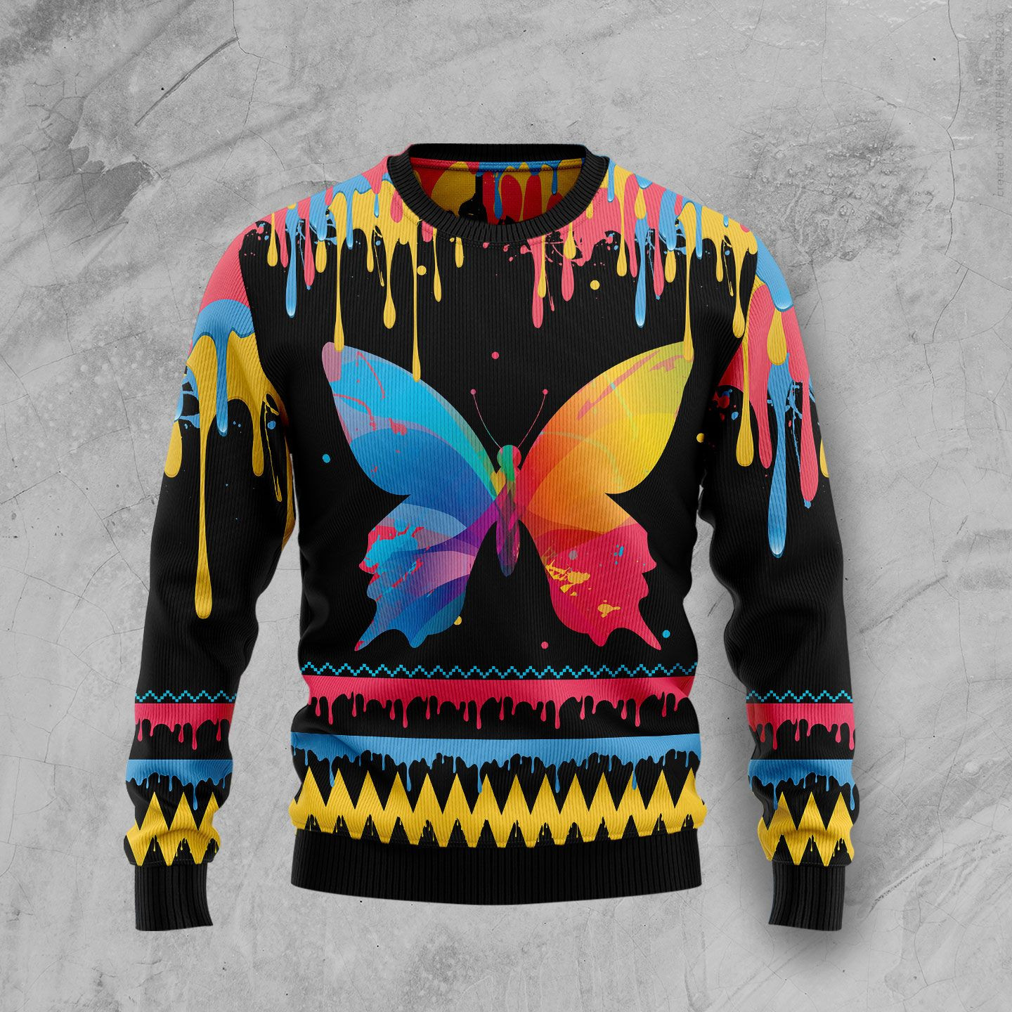 Butterfly Colorful Beauty Ugly Christmas Sweater Ugly Sweater For Men Women