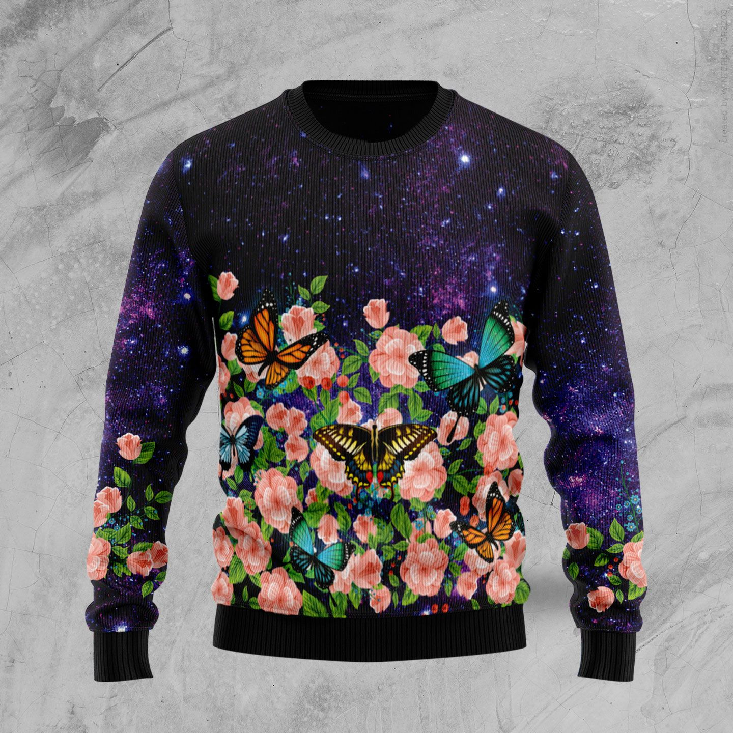 Butterfly Flowers Ugly Christmas Sweater Ugly Sweater For Men Women