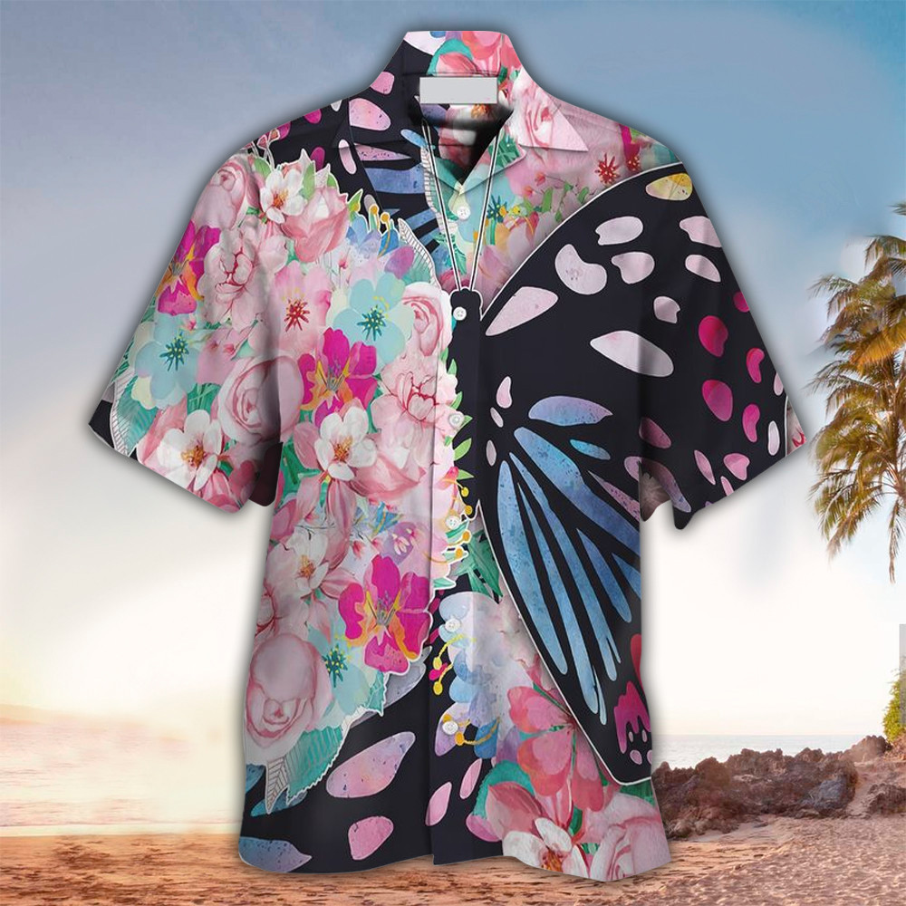 Butterfly Hawaiian Shirt Butterfly Button Up Shirt For Men and Women