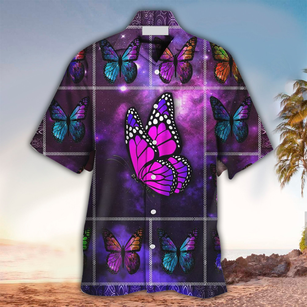 Butterfly Hawaiian Shirt Butterfly Button Up Shirt For Men and Women