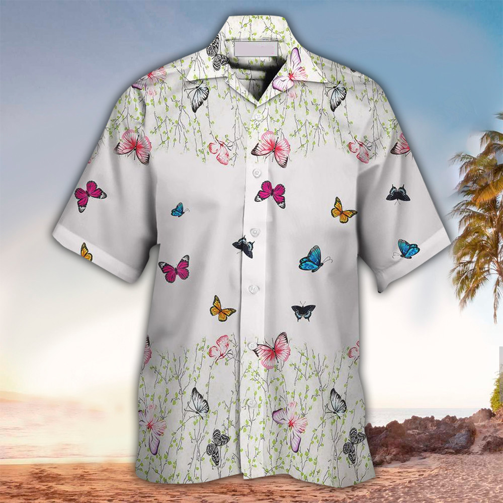 Butterfly Hawaiian Shirt Butterfly Button Up Shirt For Men and Women