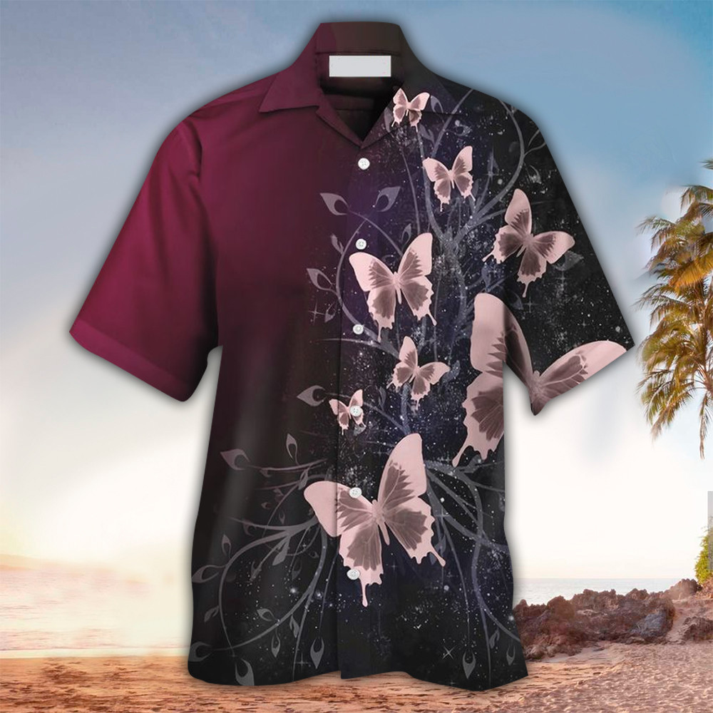 Butterfly Hawaiian Shirt Butterfly Button Up Shirt For Men and Women