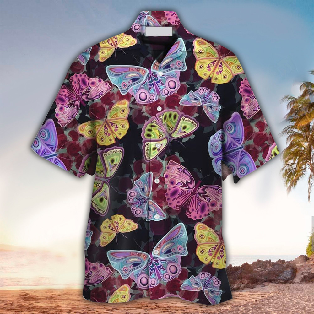 Butterfly Hawaiian Shirt Butterfly Button Up Shirt For Men and Women