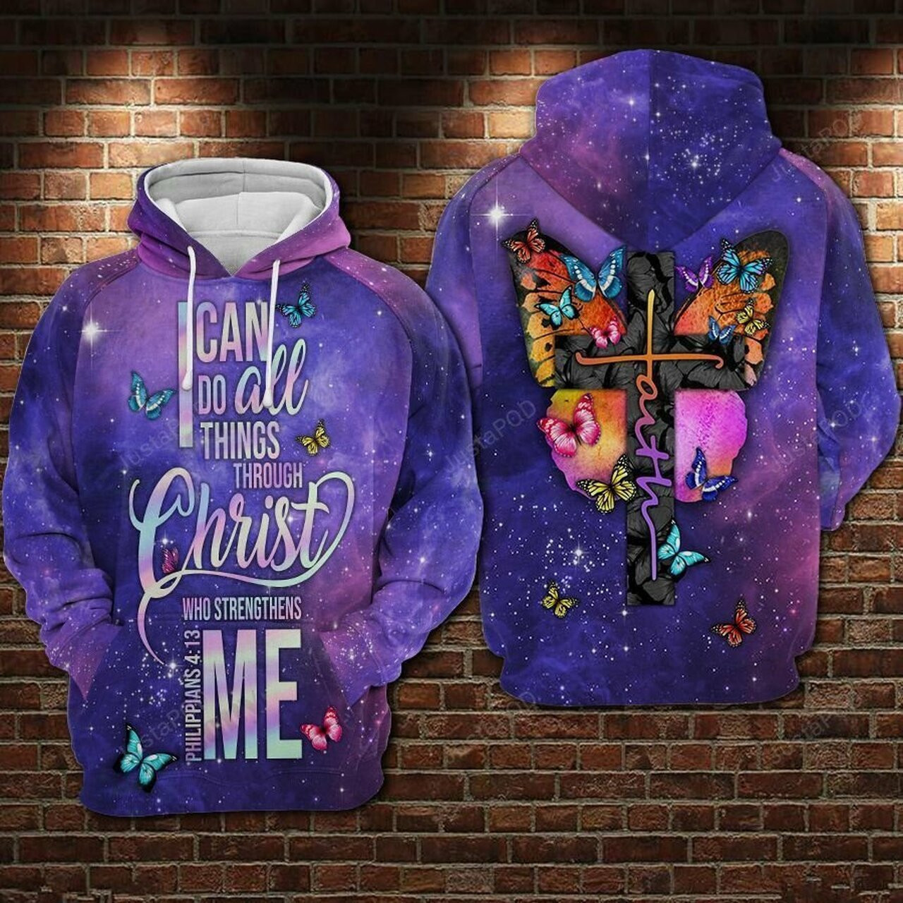 Butterfly Jesus Faith Do All Things Through Christ Who Strengthens Me 3d All Over Print Hoodie