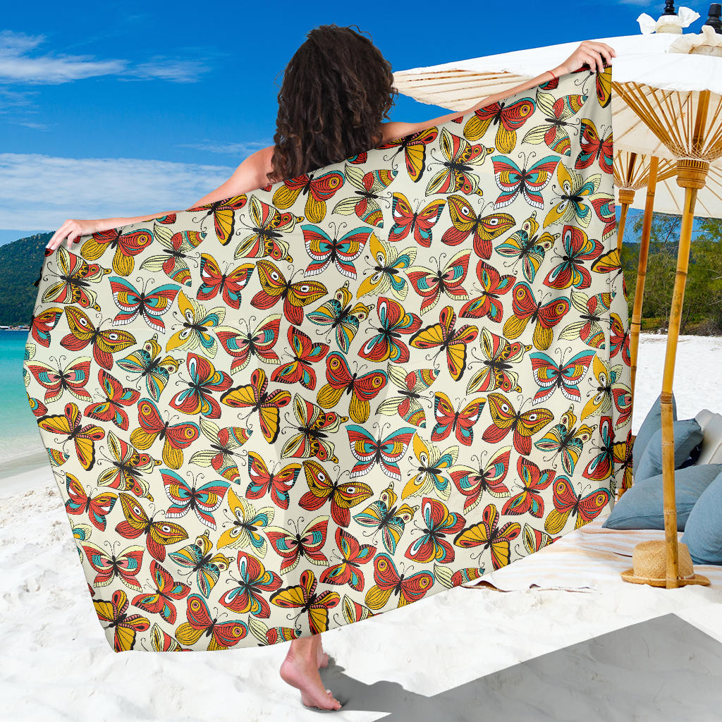 Butterfly Pattern Print Sarong Cover Up Butterfly Pareo Wrap Skirt Dress