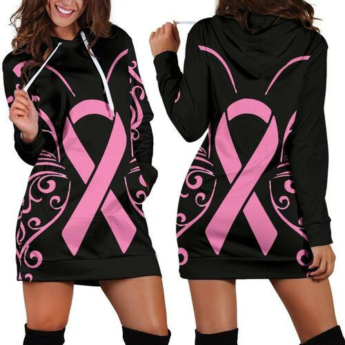Butterfly Pink Ribbon Hoodie Dress Sweater Dress Sweatshirt Dress 3d All Over Print For Women Hoodie