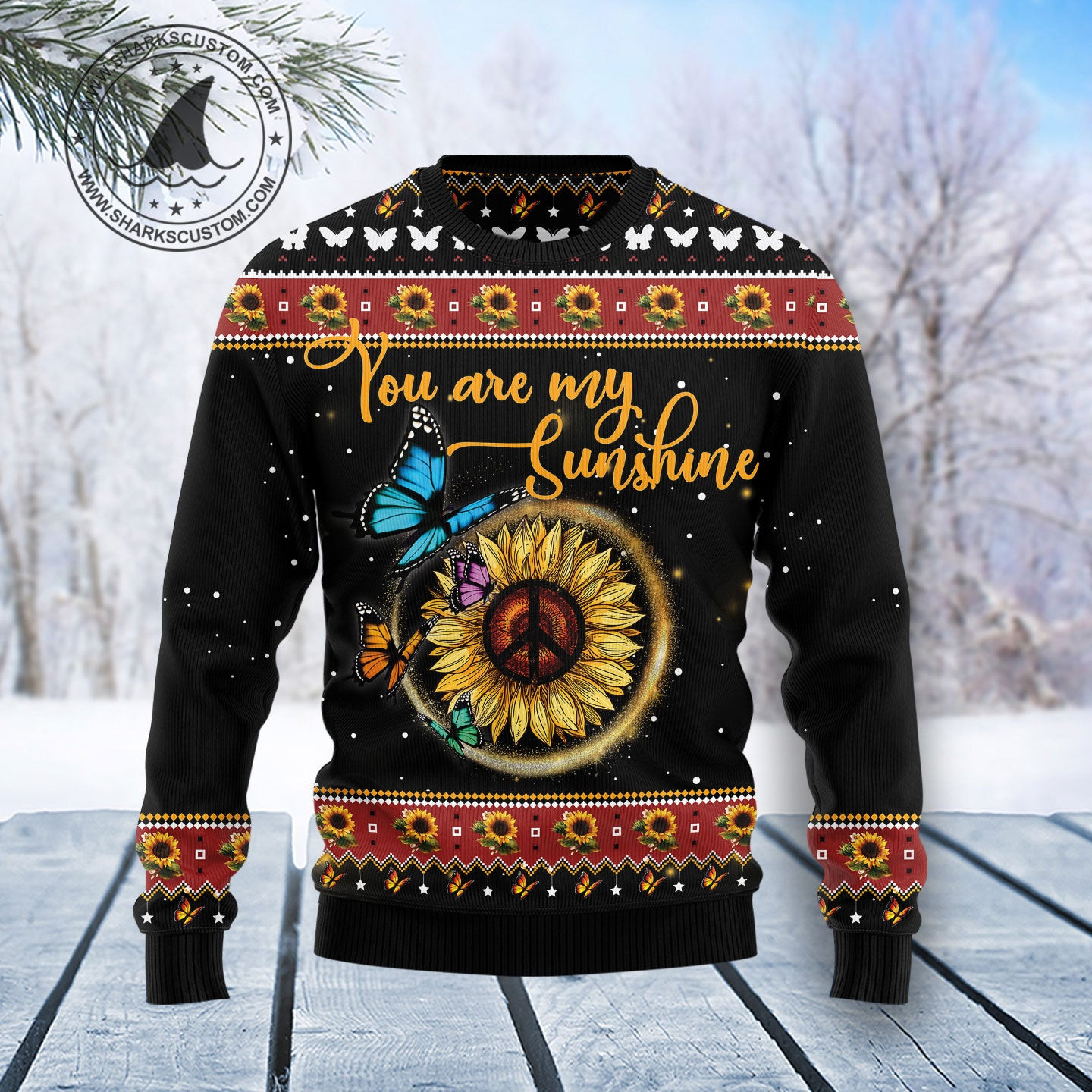 Butterfly Sunshine Ugly Christmas Sweater, Ugly Sweater For Men Women, Holiday Sweater