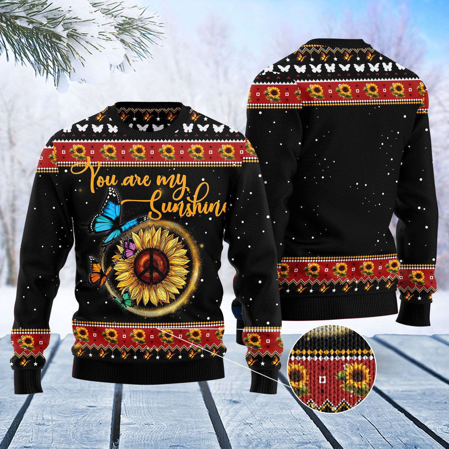 Butterfly Sunshine Ugly Christmas Sweater Ugly Sweater For Men Women