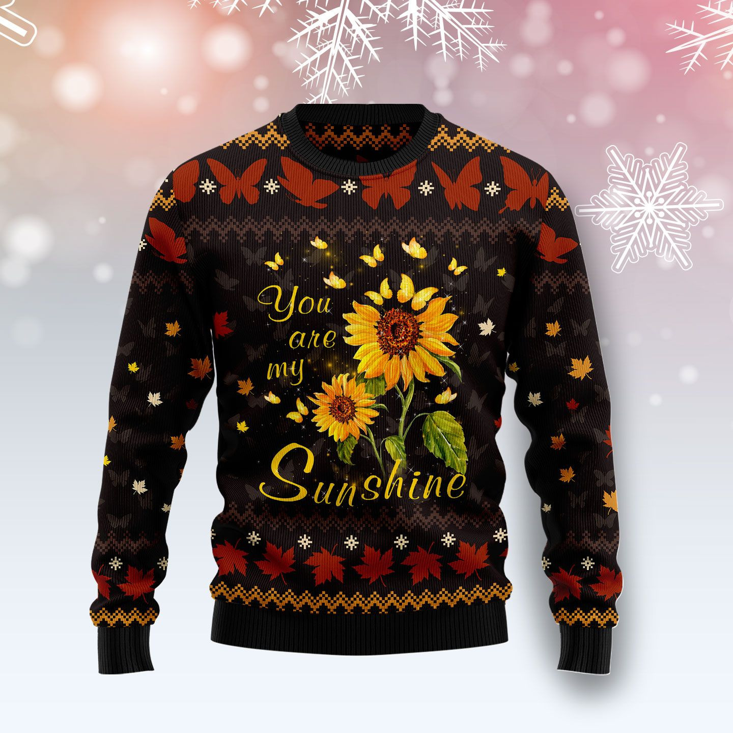 Butterfly Sunshine Ugly Christmas Sweater Ugly Sweater For Men Women