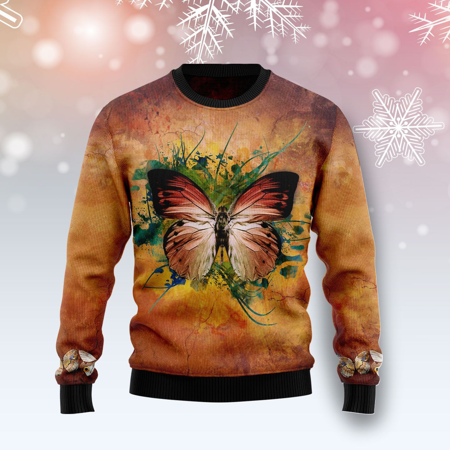 Butterfly Vintage Ugly Christmas Sweater Ugly Sweater For Men Women, Holiday Sweater