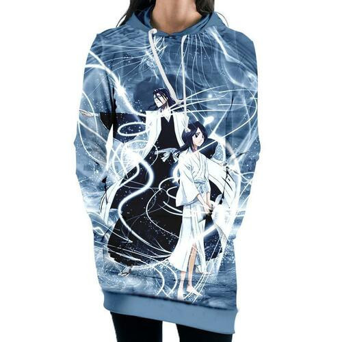 Byakuya Kuchiki Rukia Siblings Hooded Dress Bleach 3d Hoodie Dress Sweater Dress Sweatshirt Dress Hoodie