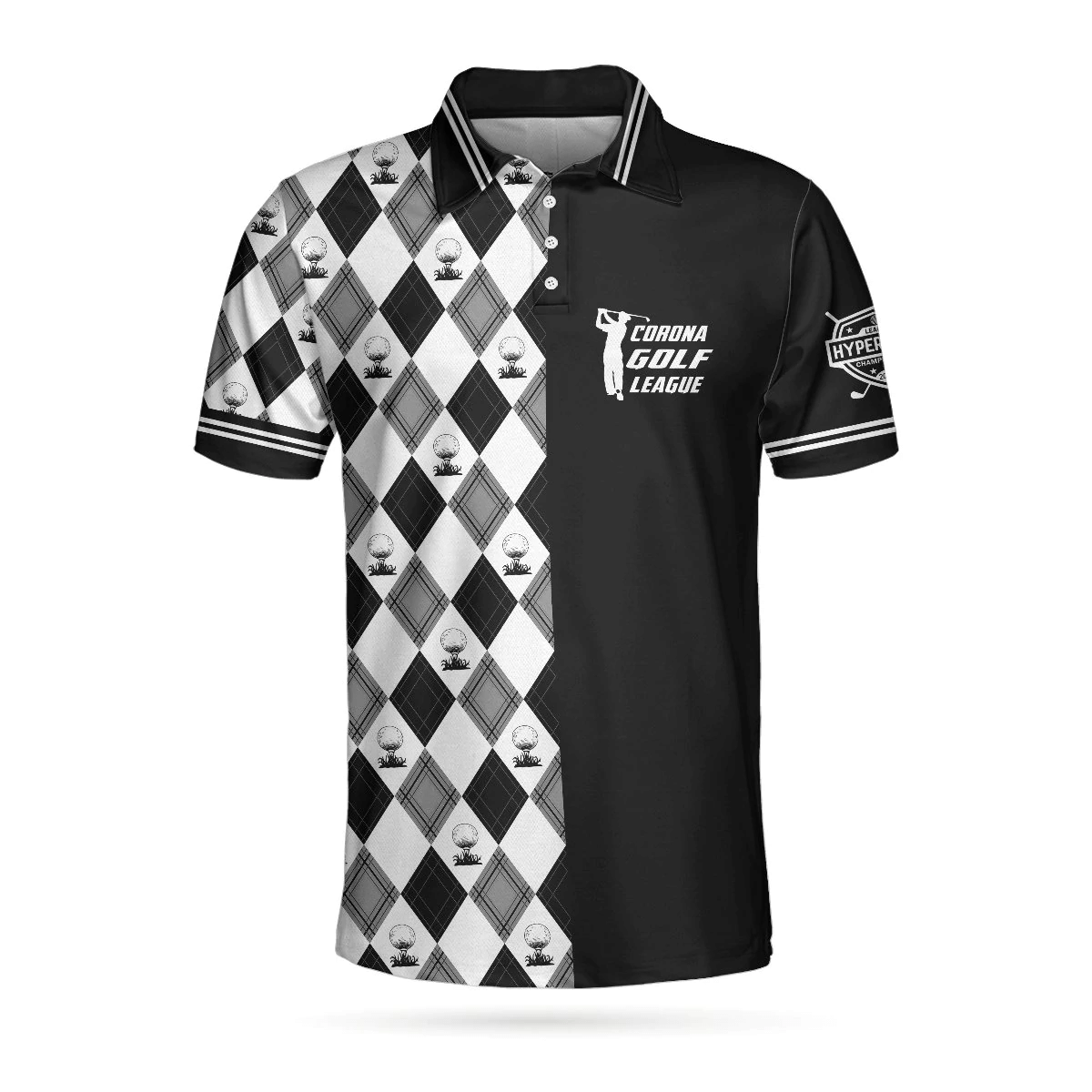 C-Golf League Customer Custom Polo Shirt Argyle Pattern Polo Shirt Best Golf Shirts Short Sleeve Polo For Men