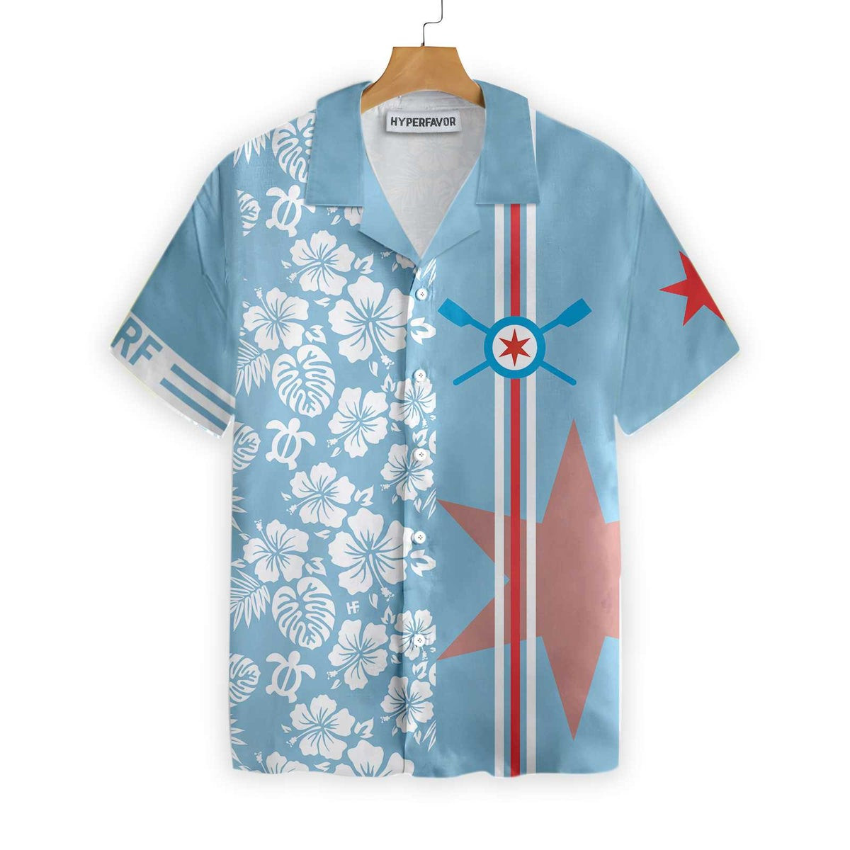 CRF Chicago Flag Tropical Flowers Pattern Hawaiian Shirt