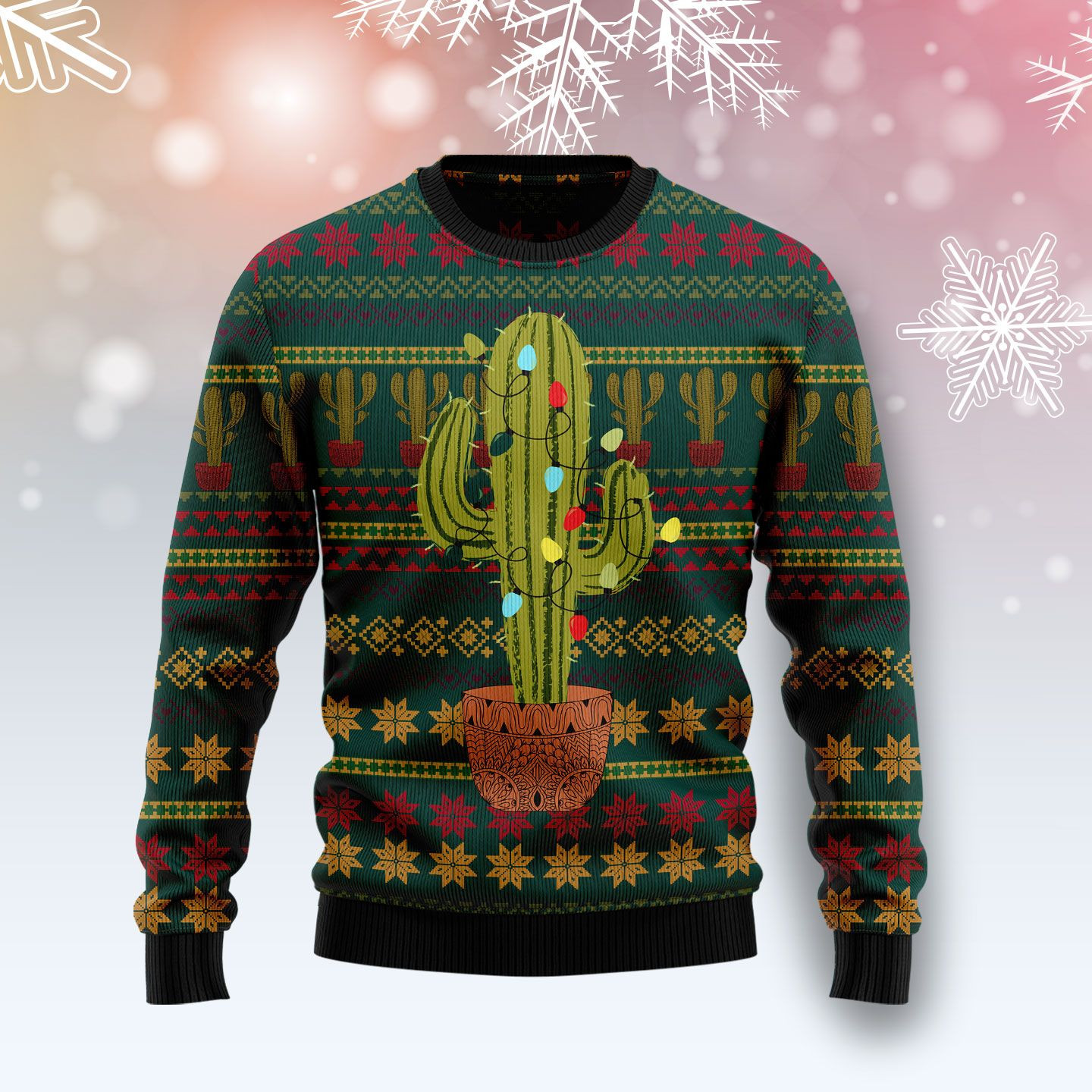 Cactus Christmas T309 Ugly Christmas Sweater, Ugly Sweater For Men Women, Holiday Sweater