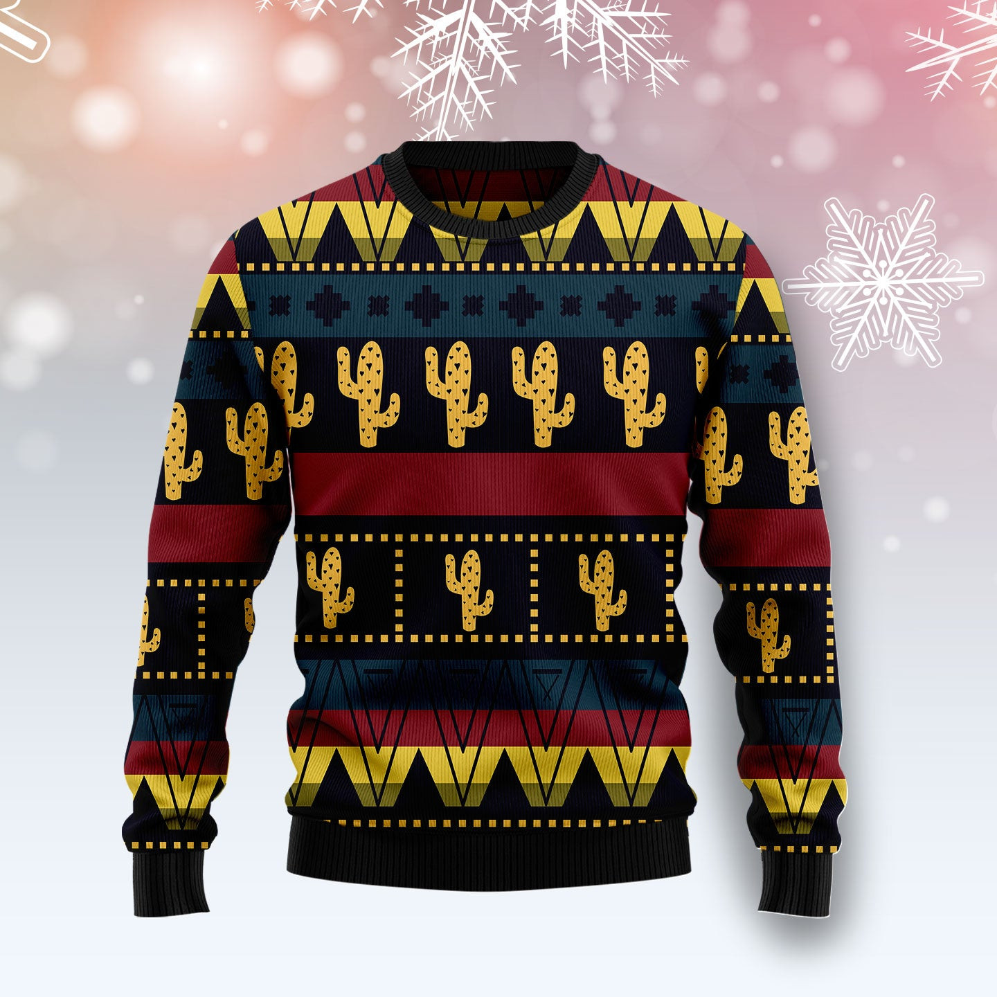 Cactus Group Pattern Ugly Christmas Sweater