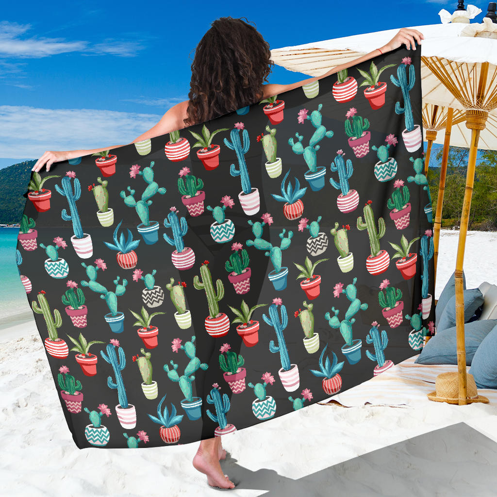 Cactus Pattern Print Sarong Cover Up Cactus Pareo Wrap Skirt Dress